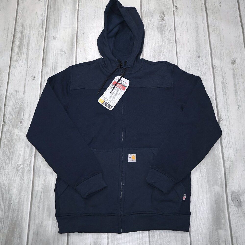 NEW Carhartt Flame-Resistant Rain Defender Relaxed Fit Hooded Fleece Jacket
